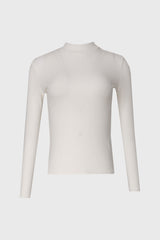 White Ribbed Mock Neck Top