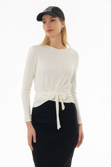 White Ribbed Tie T-Shirt