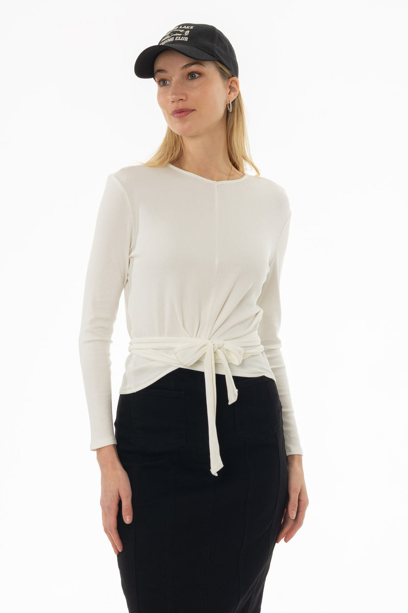 White Ribbed Tie T-Shirt – BLANK