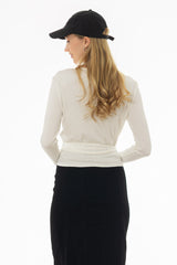 White Ribbed Tie T-Shirt