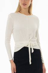 White Ribbed Tie T-Shirt