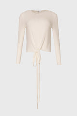 White Ribbed Tie T-Shirt