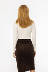 White Ribbed Turtleneck Top