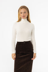 White Ribbed Turtleneck Top