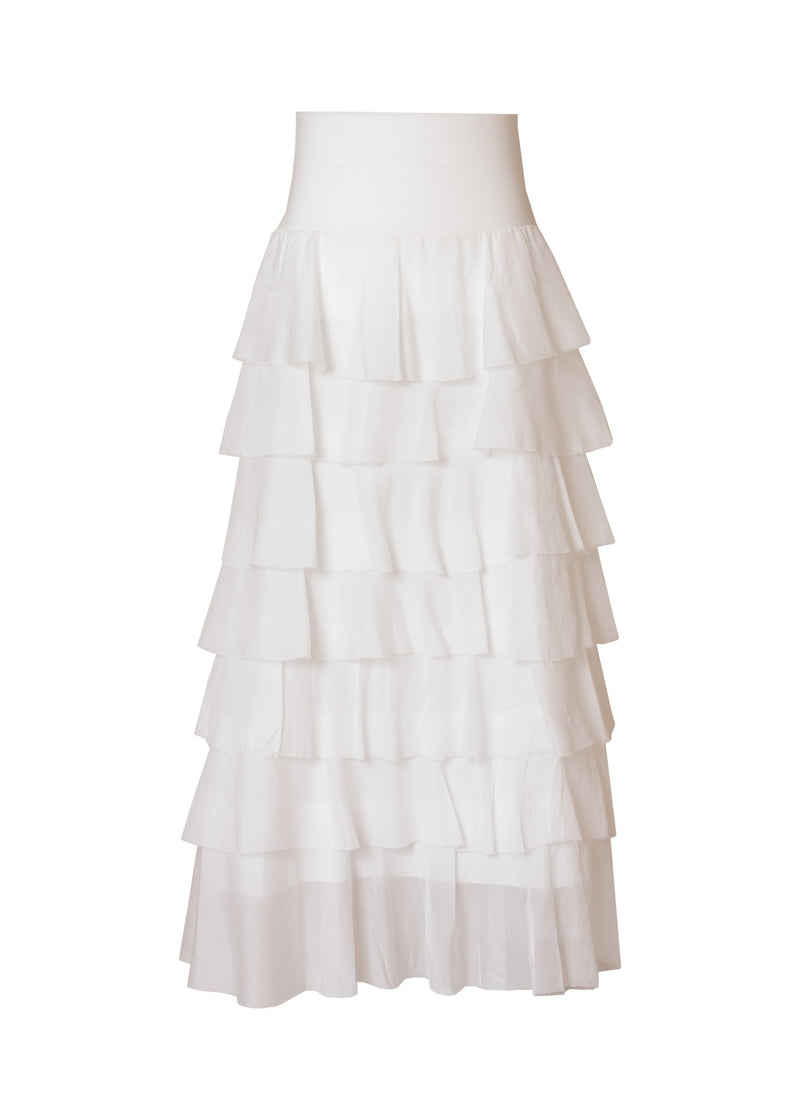 White Layered Ruffle Skirt