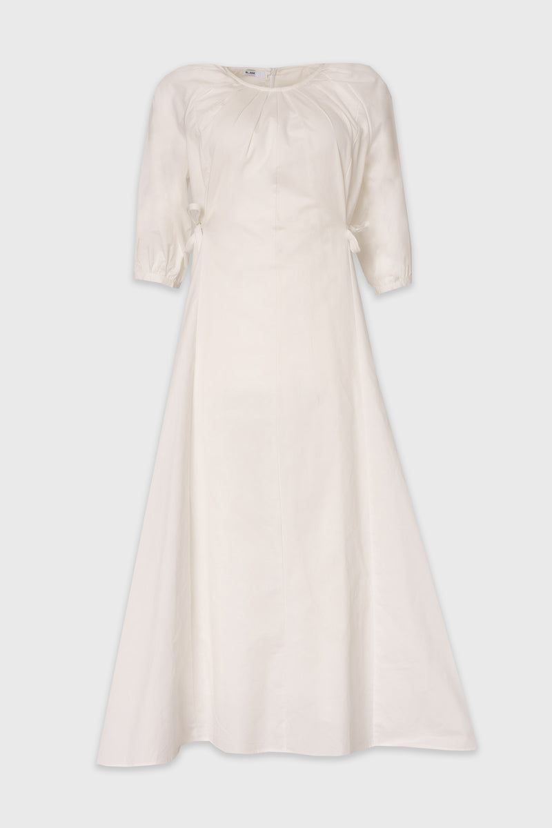 White Side Tie Cotton Maxi Dress – BLANK