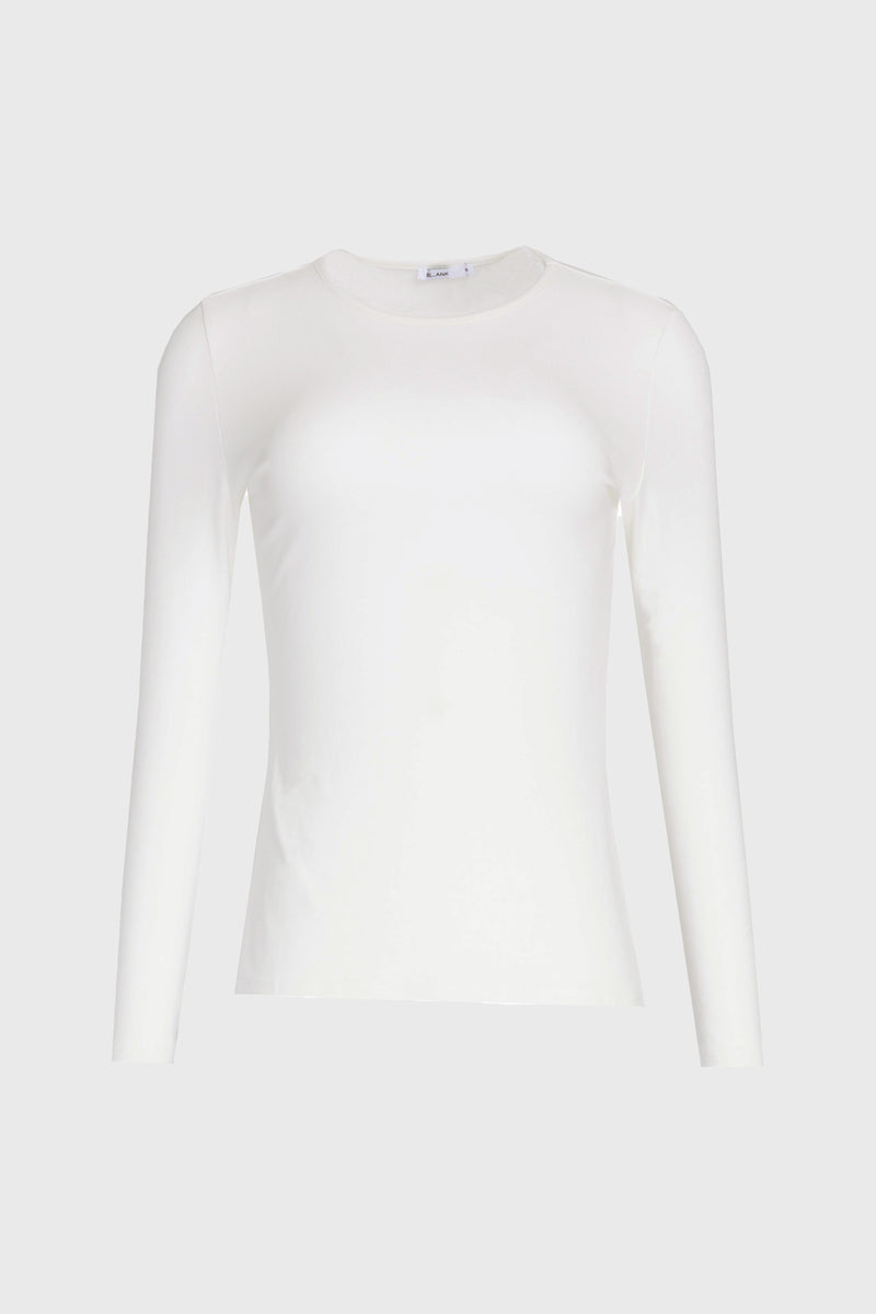 White Solid Long Sleeve Round Neck T-Shirt