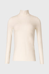 White Solid Turtleneck Top