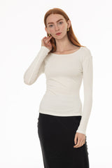 White Solid Wide Neck T-Shirt