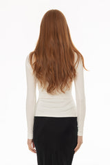 White Solid Wide Neck T-Shirt