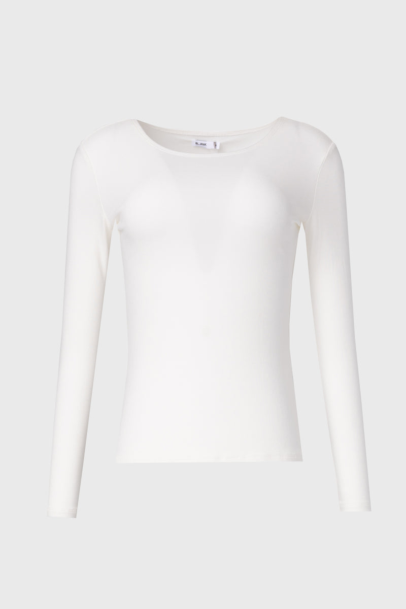 White Solid Wide Neck T-Shirt