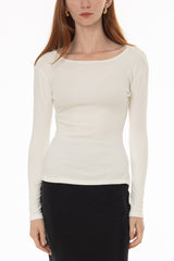 White Solid Wide Neck T-Shirt