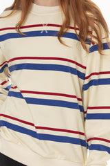 White Striped Crew Neck Sweatshirt