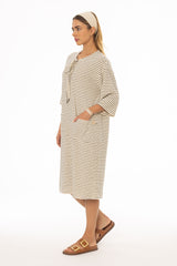 White Striped Terry Dress