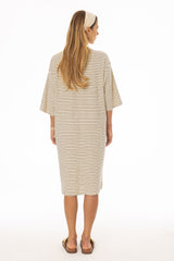 White Striped Terry Dress