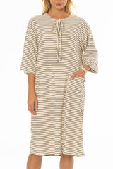 White Striped Terry Dress