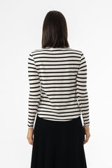 White and Black Striped Knit Top