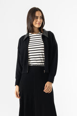 White and Black Striped Knit Top