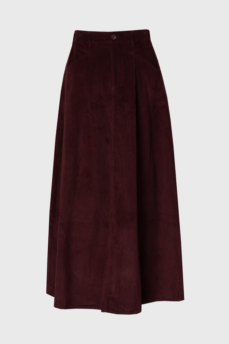 Burgundy Cargo Corduroy Maxi Skirt