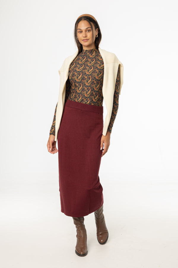 Wine Knit Skirt Legging