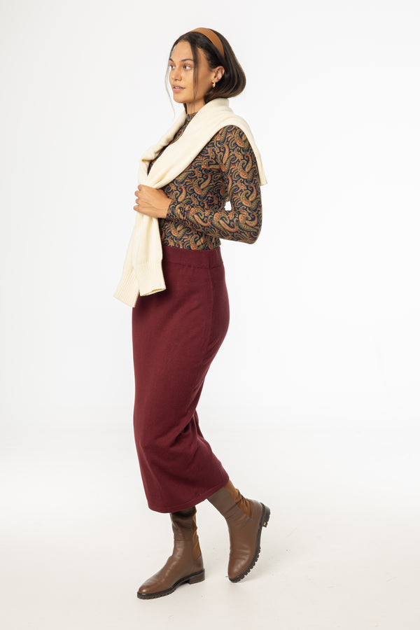 Wine Knit Skirt Legging