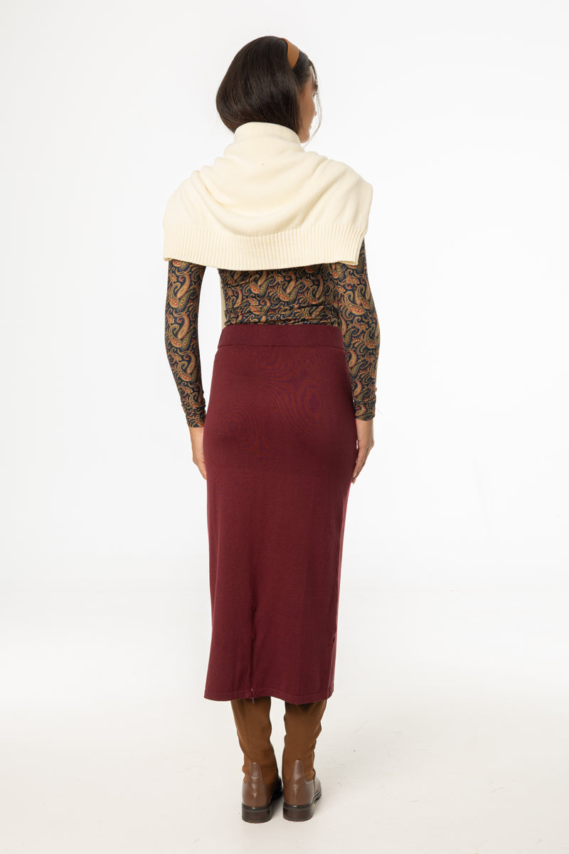 Wine Knit Skirt Legging