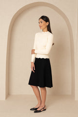 Black Wool Flare Skirt