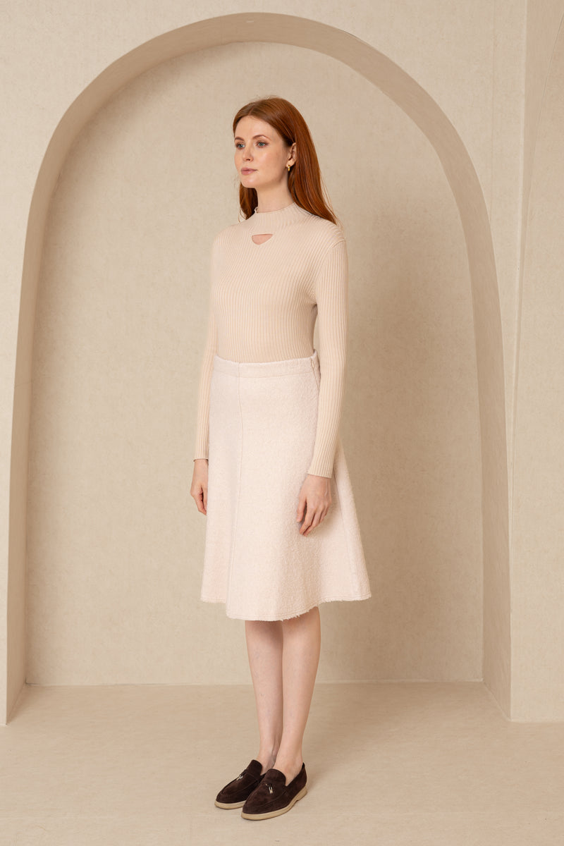 Winter White Wool Flare Skirt BLANK