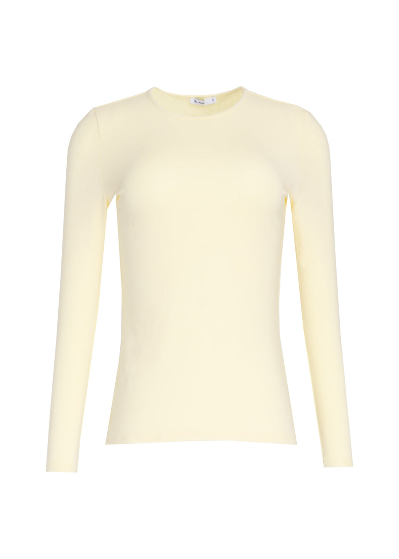 Yellow Basic Long Sleeve Round Neck T-Shirt