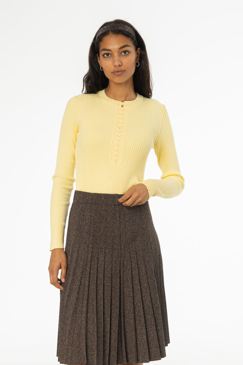 Yellow Button Knit Top