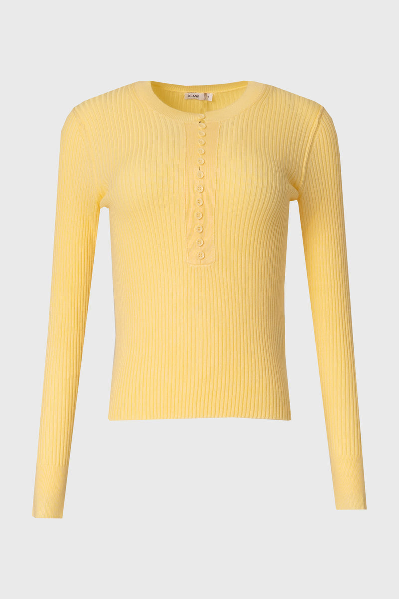 Yellow Button Knit Top