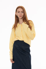 Yellow Collar Chunky Knit Cardigan