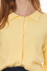 Yellow Collar Chunky Knit Cardigan