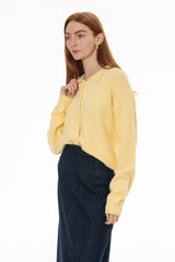 Yellow Collar Chunky Knit Cardigan