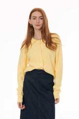 Yellow Collar Chunky Knit Cardigan