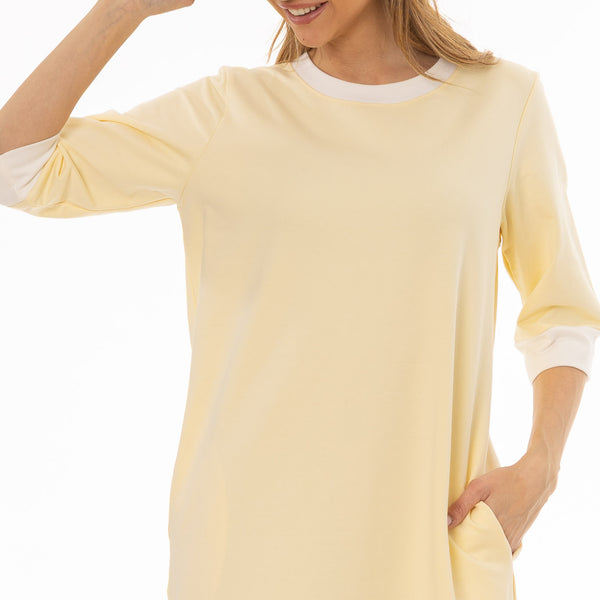 yellow long sleeve t shirt dress Yellow Contrast T-Shirt Dress – BLANK