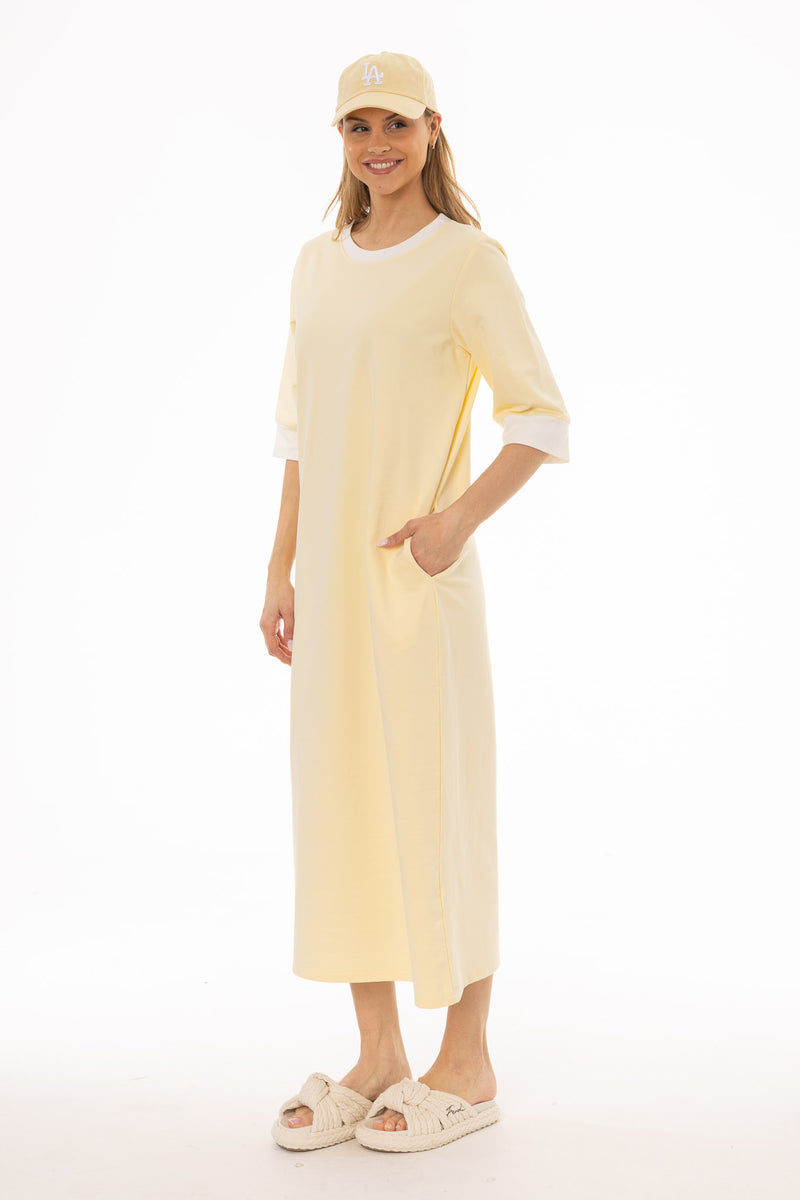 yellow shirt dress Yellow Contrast T-Shirt Dress – BLANK