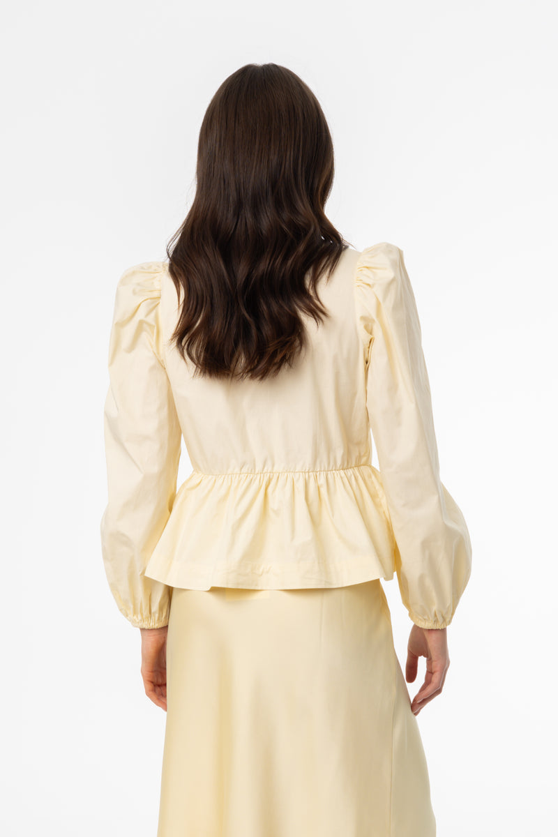 Yellow Cotton Bow Blouse