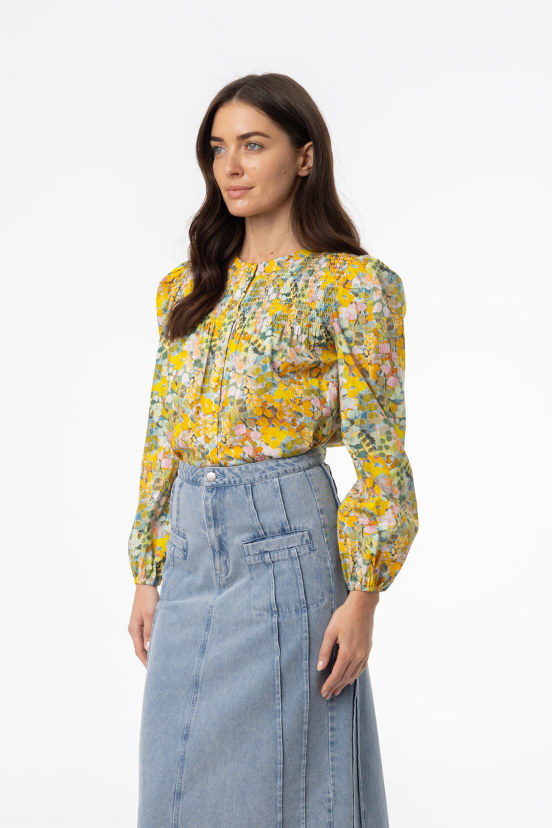 Yellow Floral Printed Blouse