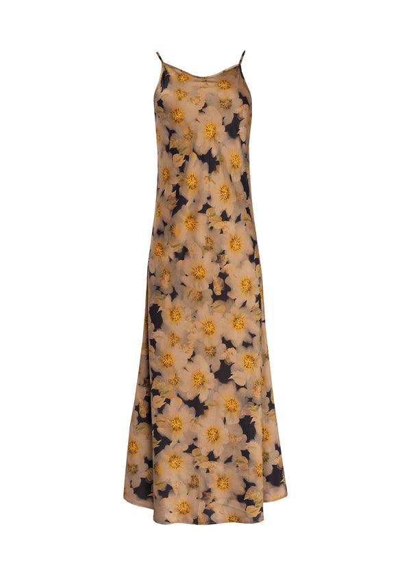 Yellow Floral Printed Slip Dress