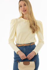Yellow Gathered Shoulder T-Shirt
