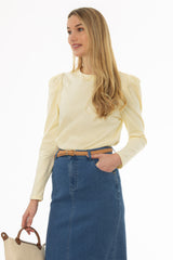 Yellow Gathered Shoulder T-Shirt