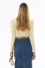 Yellow Gathered Shoulder T-Shirt