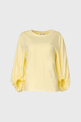 Yellow Gathered Sleeve T-Shirt