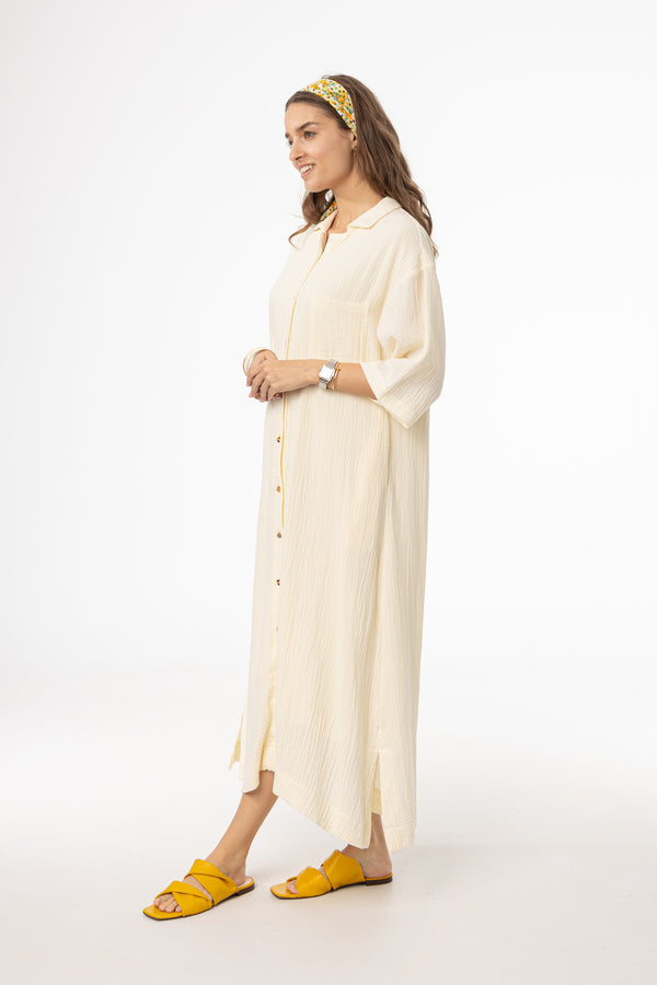 Yellow Gauze Button Down Maxi