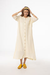 Yellow Gauze Button Down Maxi