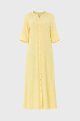 Yellow Gauze Flare Sleeve Maxi Dress