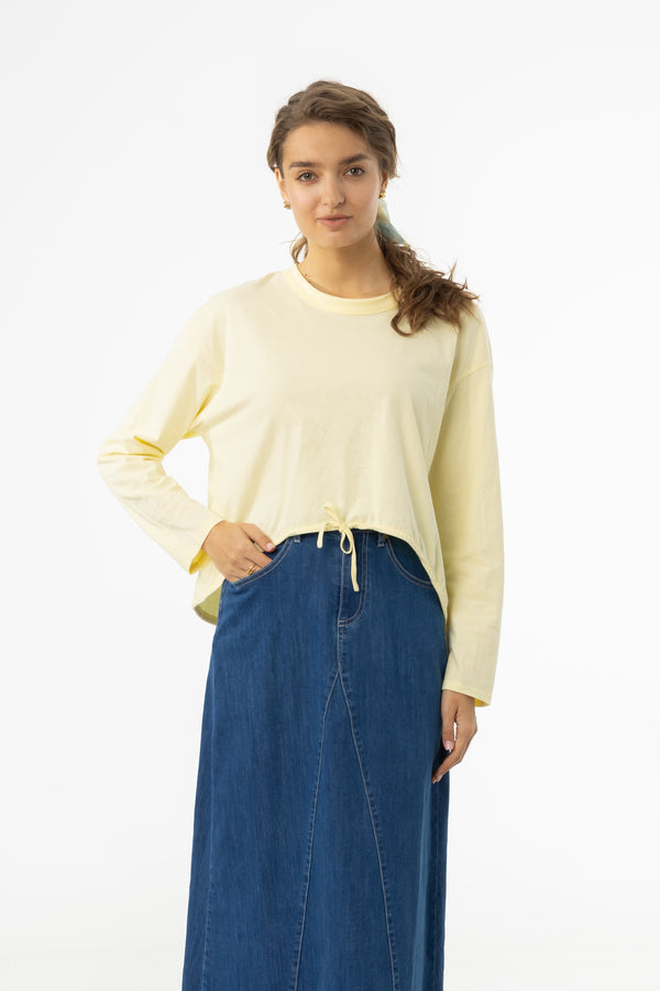 Yellow High Low Drawstring Tee