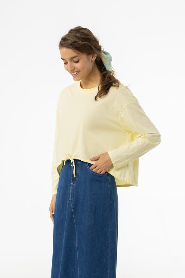 Yellow High Low Drawstring Tee