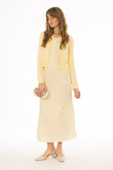 Yellow Pintuck Cotton Maxi Jumper